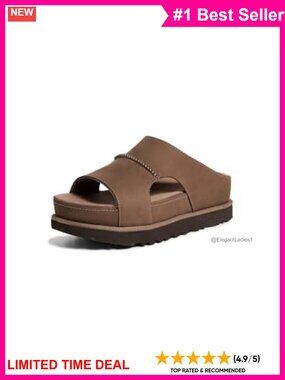 UGG Goldenstar Hi Cutout Slide Sandals Suede Slip On Casual